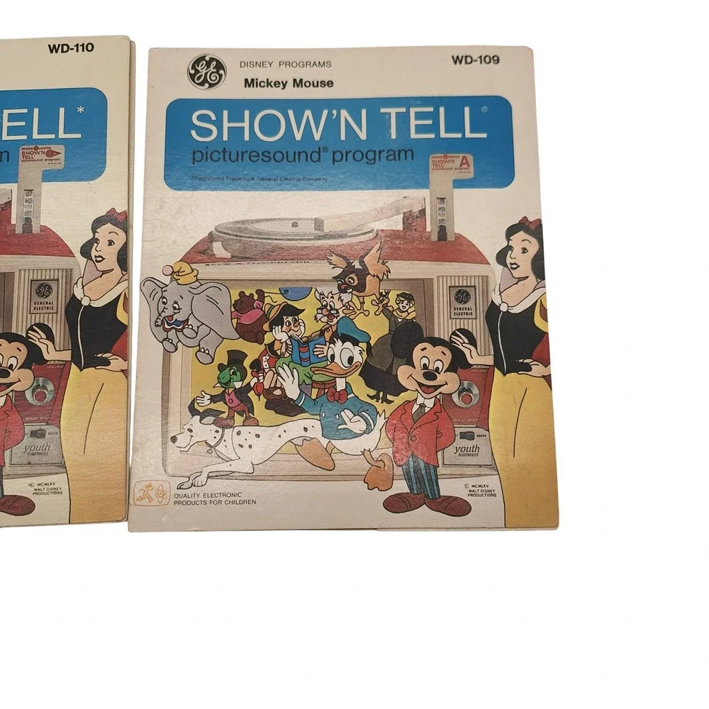 Vintage GE Show'N Tell Picturesound Program Disney Mickey Bambi Lot of 5 1960s